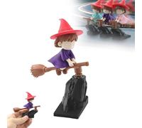 Witch Flying Broom Car Dashboard Ornament, Cute Moving Figurine Drift Toy for Vehicle Interior - No Battery Required, Magic Decor for Men Women (Purple)