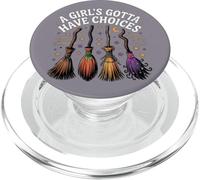 Witch Flying Brooms Cute Girls, and Womens Halloween PopSockets PopGrip for MagSafe
