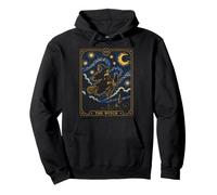 Witch Flying Cat Halloween Starry Night Girls Women Pullover Hoodie