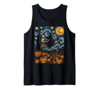 Witch Flying Cat Halloween Starry Night Girls Women Tank Top