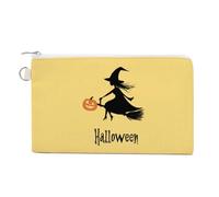 Witch Flying Halloween Holiday Cute Zero Wallet for Women Men Lightweight Coin Pouch with Zippered