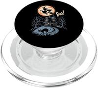 Witch Flying Over Haunted Spooky House Boo Halloween PopSockets PopGrip for MagSafe