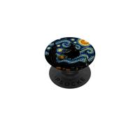 Witch Flying Over Pumpkin Patch Halloween Art Women Girls PopSockets Adhesive PopGrip