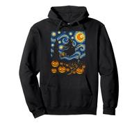 Witch Flying Over Pumpkin Patch Halloween Art Women Girls Pullover Hoodie
