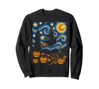 Witch Flying Over Pumpkin Patch Halloween Art Women Girls Sweatshirt