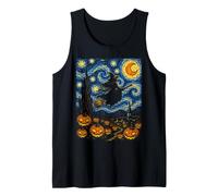 Witch Flying Over Pumpkin Patch Halloween Art Women Girls Tank Top