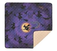 Witch Flying Silhouette Seamless Pattern Soft Foam Baby Play Mat for Floor Cozy Breathable Tummy Time Mat for Newborns Babies Infants Toddlers, 50'' x 50''