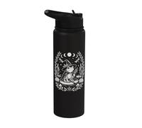 Witch Frog Moon Phase Cottagecore Botanical Vintage Design Stainless Steel Insulated Water Bottle