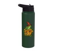 Witch Frog Sitting On Mushrooms Halloween Magic Nature Stainless Steel Insulated Water Bottle