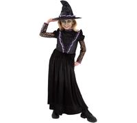 Smiffys Witch from the West Costume with Dress and Hat Women’s Black Gothic Witch Fancy Dress Outfit Halloween Evil Sorceress, Age 4-6