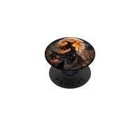 Witch Full Moon Bats Black Cat Pumpkin Broomstick Halloween PopSockets Adhesive PopGrip