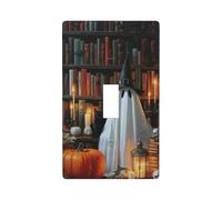 Witch Ghost Sitting in The Library Light Switch Cover Decorative Single Toggle 1 Gang Wall Plate for Kitchen Farmhouse Bedroom Bathroom Art Decor