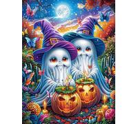 Witch Ghosts in Halloween Forest 1000-piece Jigsaw Puzzle Bundle Magical Animal Fairy Tale Family Puzzle Lovers Brain Training Mindful Activity Spring Rigid Cardboard 1000 PCS