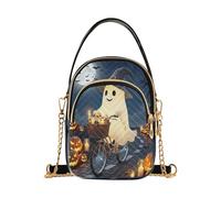 Witch Ghosts Riding Night Cute Quilted Shoulder Bag Phone Purse Crossbody for Women