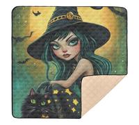 Witch GILR and Black Cat Large Stylish Baby Playmat for Indoor Outdoor Washable Baby Crawling Mat for Baby Kids Toddlers Infants, 50'' x 50''