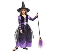 Witch Girl Costume - Dishony Dishing Witch Cosplay | Sweet Halloween Cosplay Outfit | Halloween Girls Costume For Girls | Magic Dress With Hat For School Events, Car