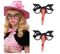 Witch Glasses with Nose - Instant Halloween Transformation Kit-Classic Witch Look-A mysterious witch or magician-Universal Fit for Parties, Masquerade,Theatre (Black,2pcs)