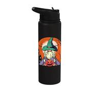 Witch Gnome Pumpkin Lantern Spooky Halloween Stainless Steel Insulated Water Bottle