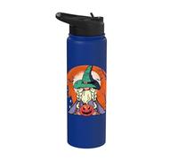 Witch Gnome Pumpkin Lantern Spooky Halloween Stainless Steel Insulated Water Bottle