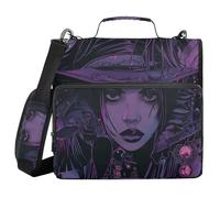 Witch Gothic 1.5 Inch 3 Rings Office Binder Organizer with Shoulder Strap & Handle Includes Zip Pocket Portable Portfolio for School