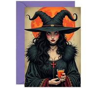 Witch Greeting Card - Large A5 Size - Gothic Birthday Card Witchcraft Womens