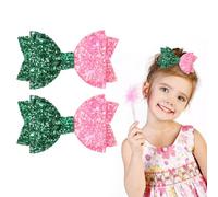 Witch Hair Accessories, 2PCS Witch Hair Bow Clips Glitter Pink and Green Bow Clips Wicked Hairs Accessories for Girl Women
