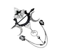 Witch Hair Clip Metal Gothic Witch Goddess Moth and Moon Hair Clips | Decorative Dark Witchy Hair Clips for Women Cosplay Masquerade Carnival Party Costume Cosplay Daily Use