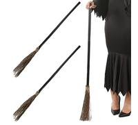 Witch Halloween Broomstick - 3-Piece Screwable Witch's Broomstick - Halloween Fancy Dress Costume Accessory - Pack of 2