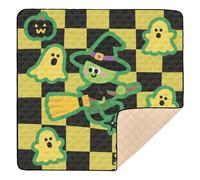 Witch & Halloween Checkerboard Art Cute Foldable Baby Play Mat for Indoor Outdoor Cozy Breathable Padded Baby Mat for Baby Toddler Infant, 50'' x 50''