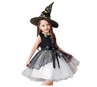 Witch Halloween Costume for Girls Kids Halloween Dress Kids Costumes Scary Costume Child Witch Outfit for Carnival Birthday Party Magician Performance Clothes