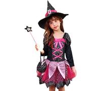 Witch Halloween Costumes for Girl,Witch Costumes for Girl,Halloween Witch Dress,Cute Fairy Tale Witch Costumes Halloween Witch Costume for Girls Accessory