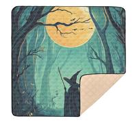 Witch Halloween Moon Safari Cute Foldable Baby Activity Play Mat for Indoor Outdoor Waterproof Travel Play Mat for Babies Infants Toddlers, 50'' x 50''