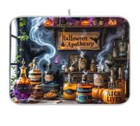Witch Halloween Pharmacy Flat Dish Rack Absorbent Dish Drainer Matte Washable Dish Rack Kitchen Pad Countertop Decor Medium 40cm x 45cm