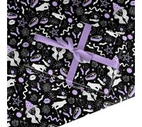 Witch Halloween Wrapping Paper - Spooky Party Gift Wrap for Birthdays, Witches & Magic Lovers - Black & Purple Wizard Theme Present - Made in the UK - by Dyefor - 2 Sheets (50cmx70cm)