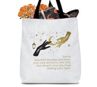 Witch Hands Quote Canvas Tote Bag You're Beautiful Because You Know Your Own Darkness Dark Academia Celestial Witchy Aesthetic Spiritual Women Inspirational Gift Reusable Shopping Shoulder Handbag