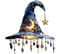 Witch Hat Acrylic Hanging Ornament - Halloween Window Decor - Charming Moonlight Witch Hanging Sun Catcher Decor, Spooky Wall Hanging for Home, Porch & Parties for Witch Lovers (15cm)