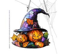 Witch Hat Acrylic Sun Catcher for Window - Colorful Witch Hat Acrylic Stained Glass Window Sun Catcher Decor - 2D Festive Holiday Seasonal Decoration for Living Room Porch Parties Themed Events Home D