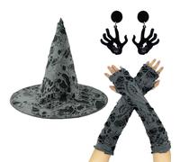 Witch Hat and Gloves earrings Set for Women - Halloween Witches Hats for Women, Perfect for Party Cosplay Witch Accessories，Costume Accessories, Masquerade, for Carnival Halloween Party