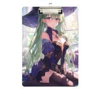 Witch Hat Anime Girl Invoice clipboard Holder Hard Board for Coaches Medical Classroom Size 9 x 12 Silver