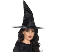Witch Hat, Black, Shiny Fabric, Wired