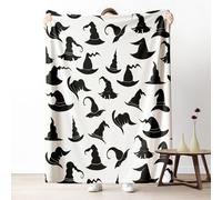 Witch Hat Blanket for Bed Couch, Halloween Decoration Microfiber Blanket Queen 78x86 Inch, Funny Spooky Holiday Fleece Throw Blankets Soft Lightweight Warm Cozy for Fall Picnic Camping Travel