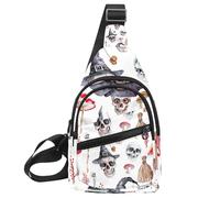 Witch Hat Broom Skull Lollipops Eyes Bones 1 Sling Bag, Crossbody Sling Backpack Travel Hiking Chest Bag Daypack for Purses Shoulder Bag Women Men's