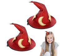 Witch Hat Clip | Adjustable Unisex Breathable Cap | 2pcs Halloween Costume Headwear | Reusable Shiny Star And Moon Design Hat Hair Clip For Clothes Decoration Out Door