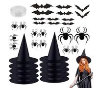 Witch Hat Decor, Black Hangable Sorceress Hats 164ft Cord, 13.39x12.99x7.48 Inches Versatile Use & Customizable, Costume Accessories for Stickers, Halloween Decoration, Home, Yard, Porch, Ceiling