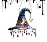 Witch Hat Decor,Holiday Witch Hat Halloween Tree Ornaments | 2D Acrylic Party Decorations Home Decor for Indoor Bedroom Door Patio Garden Fireplace Yard Holiday Car Window