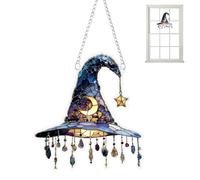 Witch Hat Design Ornament - Holiday Witch Hat Halloween Tree Ornaments,2D Acrylic Party Decorations Home Decor for Indoor Bedroom Door Patio Garden Fireplace Yard Holiday Car Window