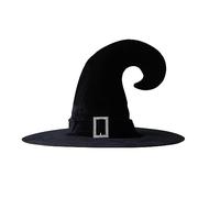 Witch Hat for Halloween - Adjustable Black Wide Brim Wizard Hat for Adults, Women, Men Kids - Premium Halloween Costume Accessories for Witch Cosplay, Carnival Decorations (Black)