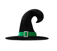 Witch Hat for Halloween - Adjustable Black Wide Brim Wizard Hat for Adults, Women, Men Kids - Premium Halloween Costume Accessories for Witch Cosplay, Carnival Decorations (Green)