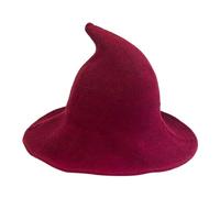 Witch Hat for Women Halloween Harry Potter Witch Hat Foldable Headwear Carnival Masquerade Cosplay Cap with White Crystal Chain Christmas Costumes Beautiful, red, One Size