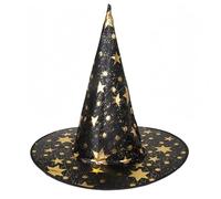 Witch Hat for Women Halloween Hat with Gold Star Party Hats for Adults Halloween Costume Accessories Tgz539 (Black, 38x36cm)